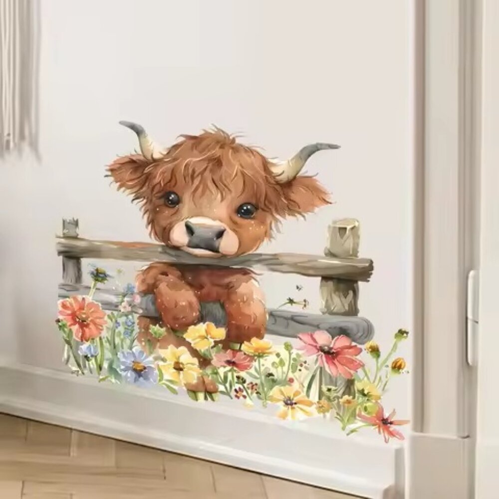 Cute Highland Cow Self-adhesive Wall Decals